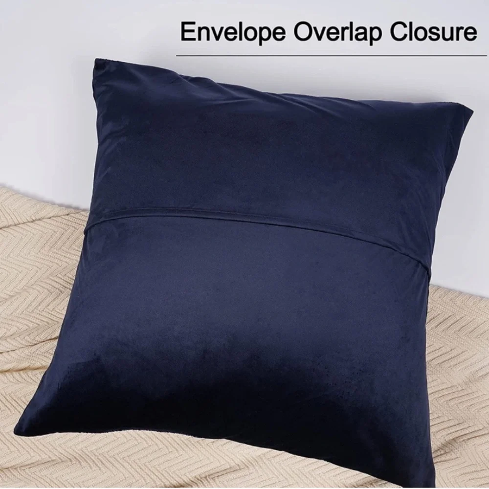Luxury Home | Elegant Navy Blue Textured Wave Soft Velvet Throw Pillow Covers